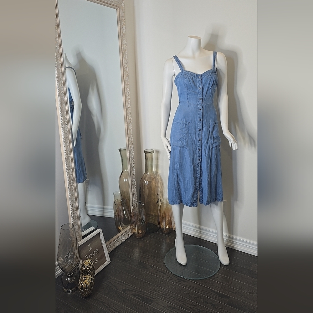 Love Tree Blue Sleeveless Buttoned Maxi Sundress